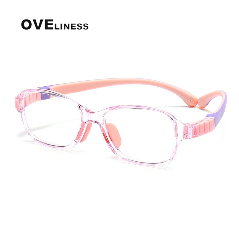 Oveliness Youth Unisex Full Rim Square Tr 90 Titanium Eyeglasses 91027 Full Rim Oveliness pink  
