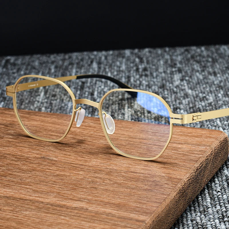 Black Mask Unisex Full Rim Polygon Screwless Titanium Eyeglasses 80993