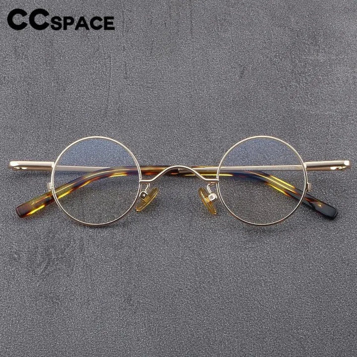 CCSpace Unisex Full Rim Round Titanium Eyeglasses 56948 Full Rim CCspace   