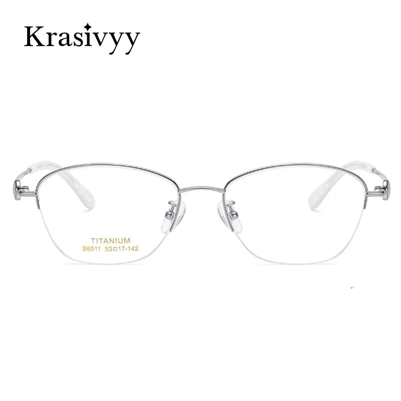 Krasivyy Women's Semi Rim Oval Titanium Eyeglasses 6011 Semi Rim Krasivyy   