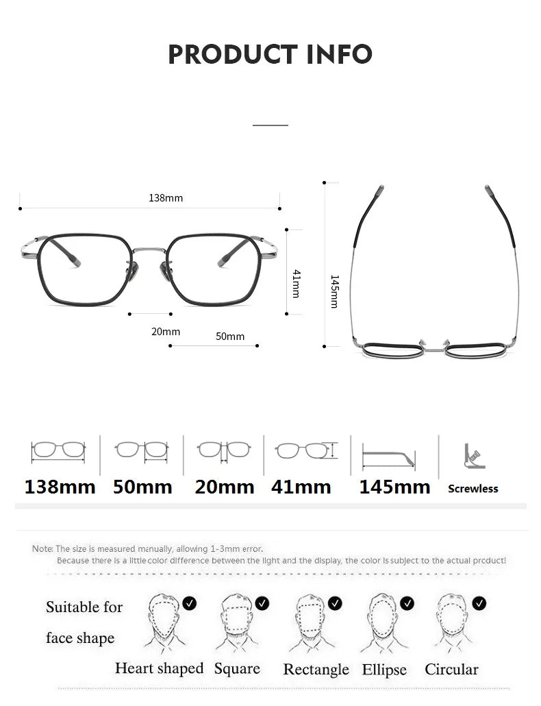 Aimee Men's Full Rim Polygon Square Acetate Titanium Eyeglasses 8508 Full Rim Aimee   