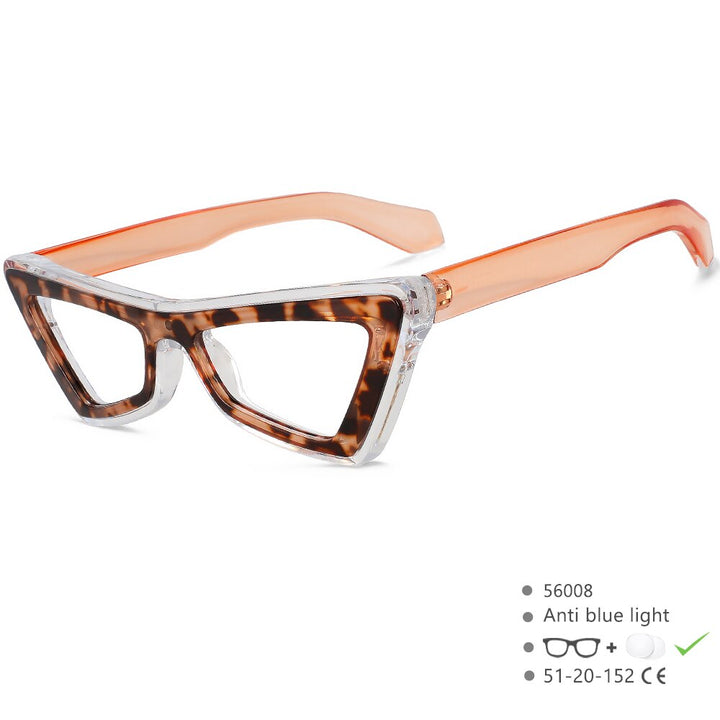 CCspace Unisex Full Rim Big Square Cat Eye Acetate Eyeglasses 56008 Full Rim CCspace C4TeaWhite  