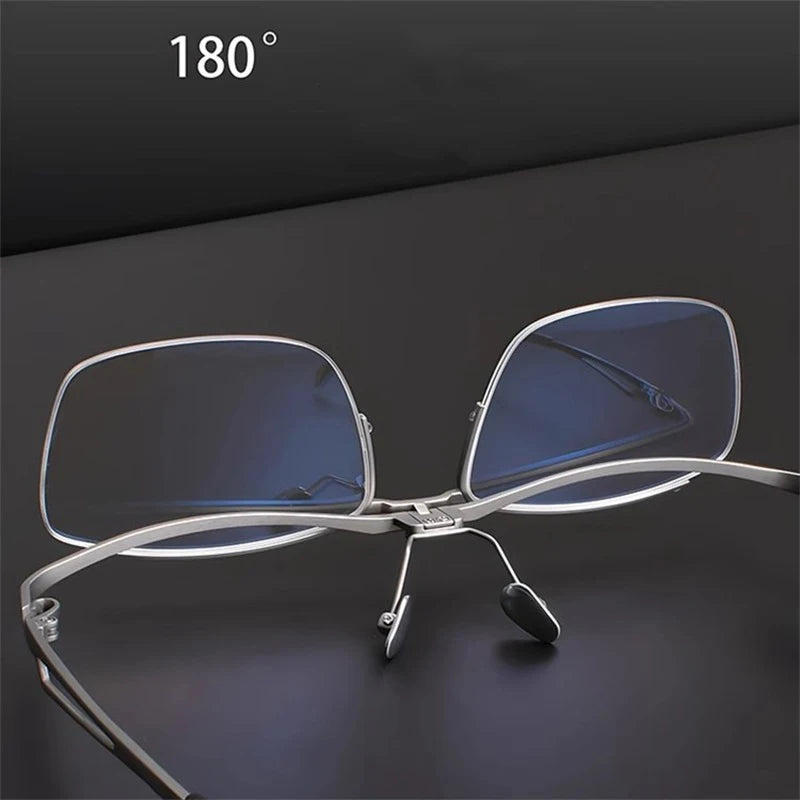Hdcrafter Unisex Full Rim Square Alloy Flip Up Lens Reading Glasses 30054