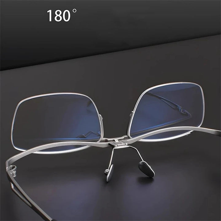 Hdcrafter Unisex Full Rim Square Alloy Flip Up Lens Reading Glasses 30054