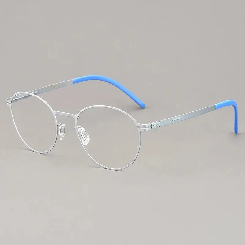 Bobbie 494420 Unisex Screwless  Full Rim Oval Round Steel Frames FuzWeb