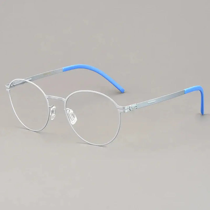 Bobbie 494420 Unisex Screwless  Full Rim Oval Round Steel Frames FuzWeb