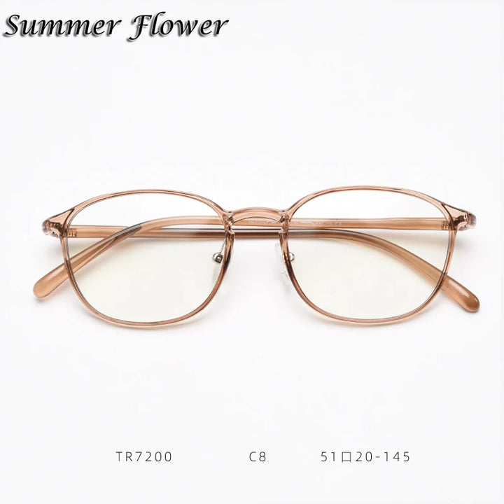 Summer Flower Women's Full Rim Oval Square Tr 90 Titanium Eyeglasses 87200