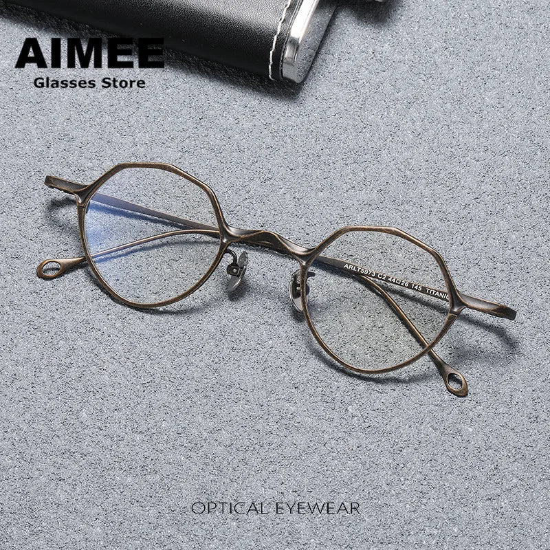 Aimee Unisex Full Rim Polygon Round Titanium Eyeglasses 5973 Full Rim Aimee   