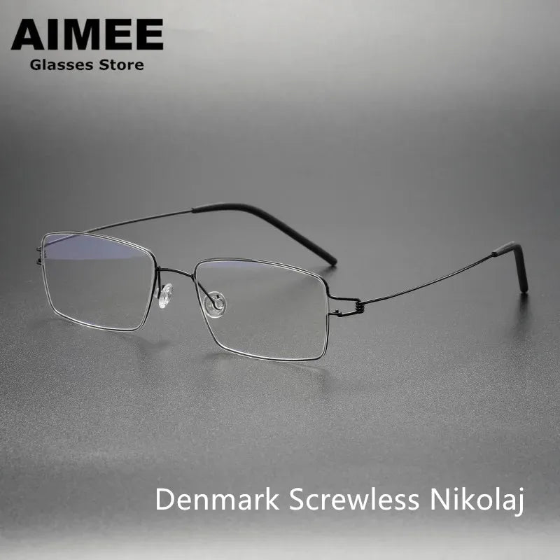 Aimee Unisex Full Rim Square Screwless Titanium Eyeglasses 14911 Full Rim Aimee   