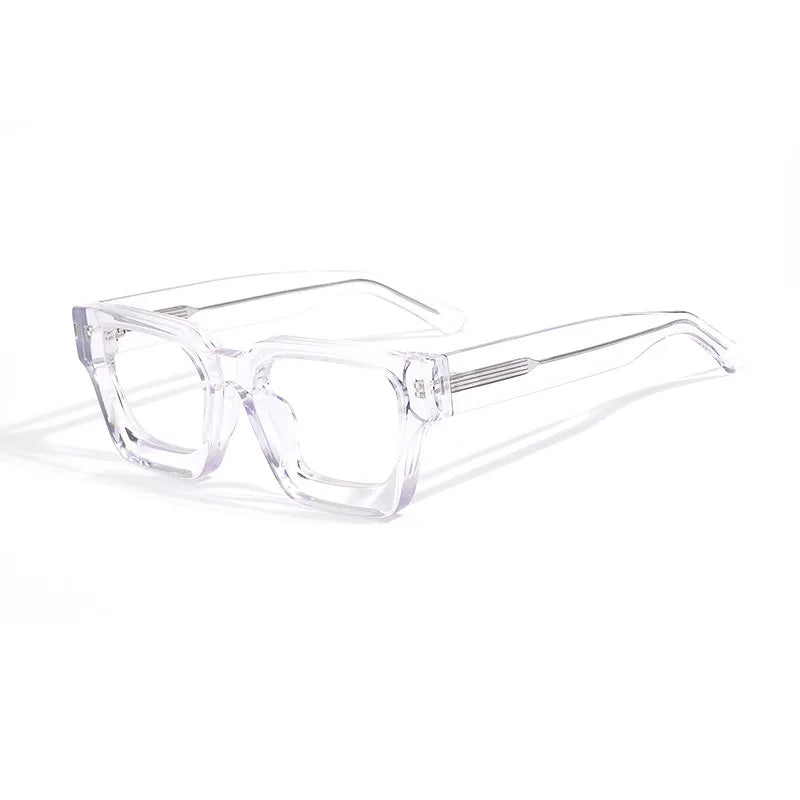 Black Mask Unisex Full Rim Polygon Square Acetate Eyeglasses 41439 Full Rim Black Mask Crystal  