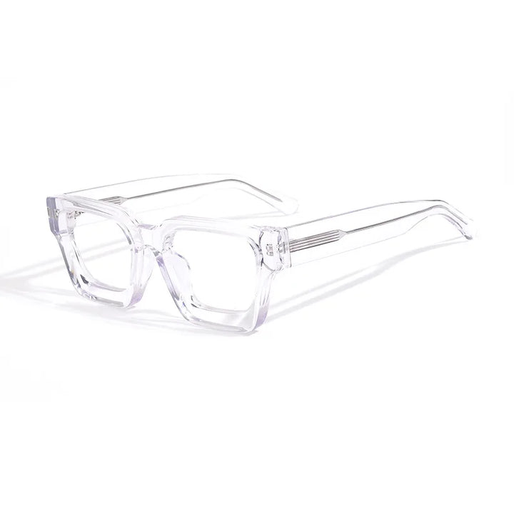 Black Mask Unisex Full Rim Square Brow Line Acetate Eyeglasses 71439