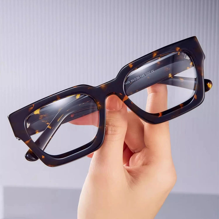 Black Mask Unisex Full Rim Square Brow Line Acetate Eyeglasses 71439