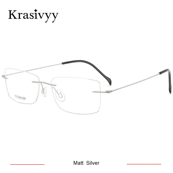 Krasivyy Men's Rimless Square Screwless Titanium Eyeglasses 421608