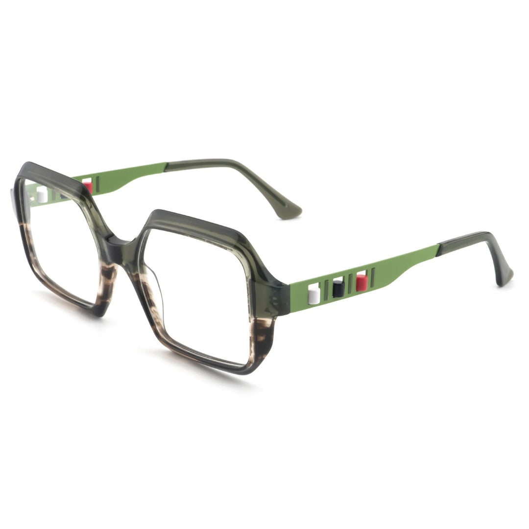 Hewei Unisex Full Rim Rectangular Acetate Eyeglasses 923077