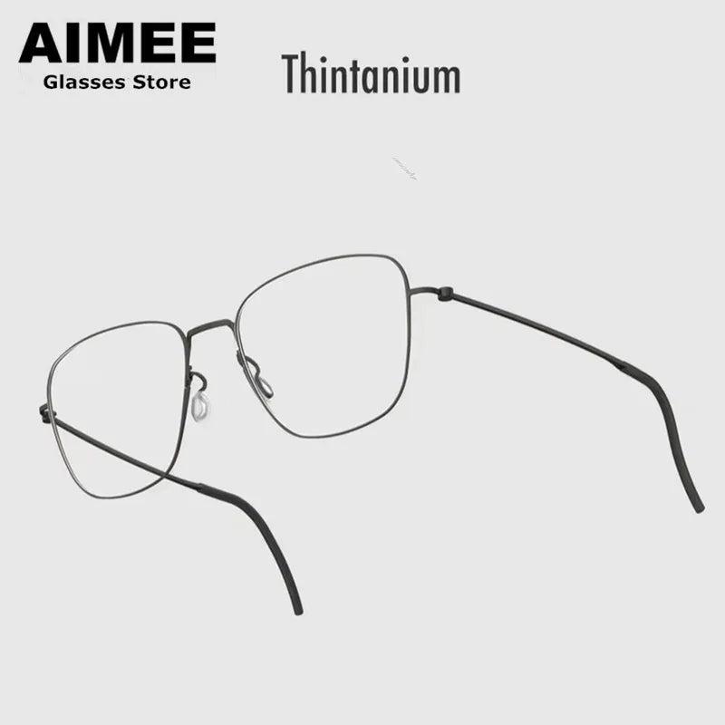 Aimee Unisex Full Rim Square Screwless Titanium Eyeglasses 45506