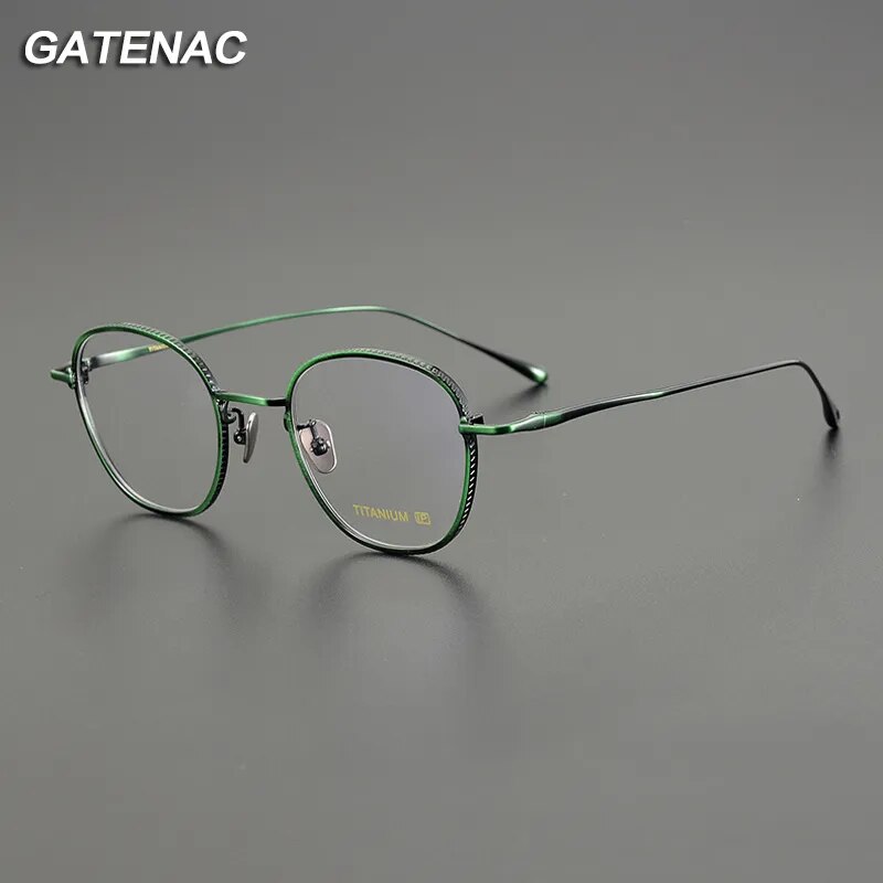 Gatenac Unisex Full Rim Polygon Titanium Eyeglasses Gxyj1139 Full Rim Gatenac   