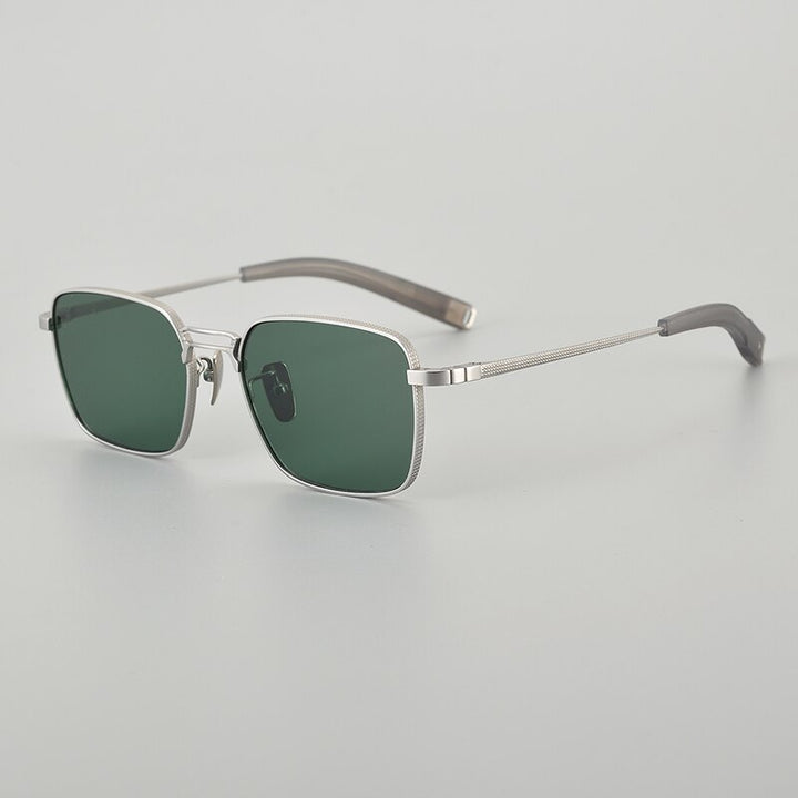 Muzz Unisex Full Rim Square Titanium Acetate Sunglasses Sunglasses Muzz Silvery  