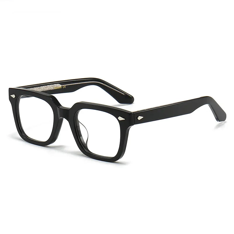 Black Mask Unisex Full Rim Square Acetate Handcrafted Eyeglasses 382348 Full Rim Black Mask Black  