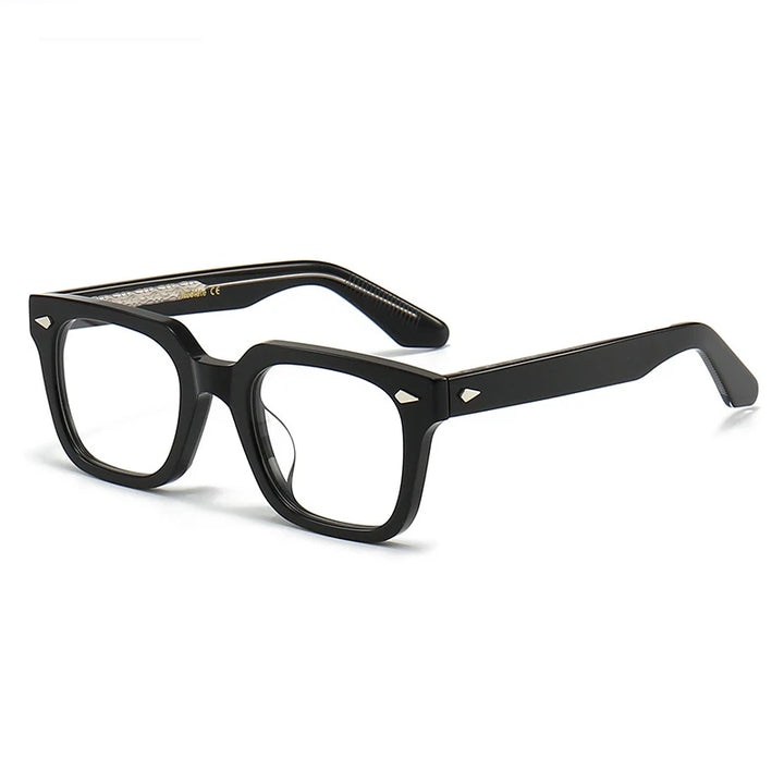 Black Mask Unisex Full Rim Square Thick Acetate Eyeglasses 914023 Full Rim Black Mask Black