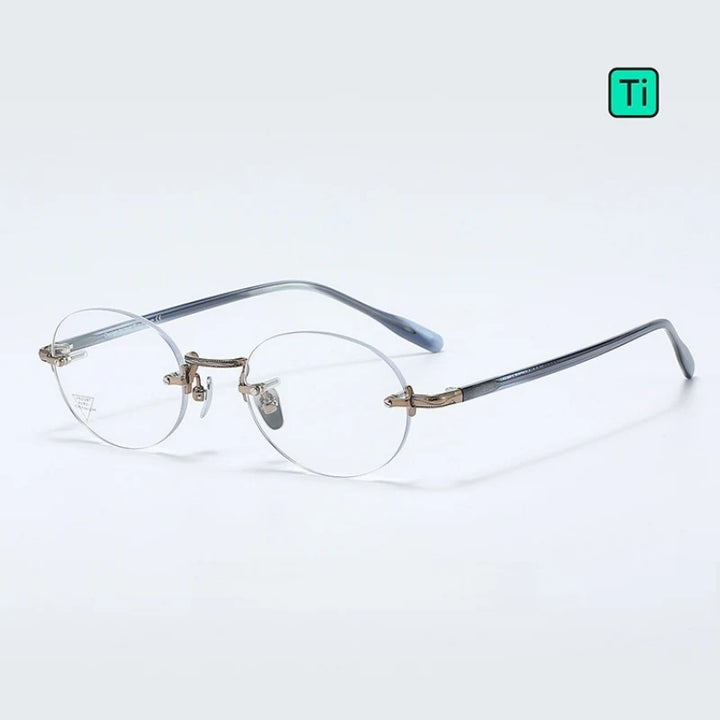 Yimaruili Unisex Rimless Oval Titanium &amp; Acetate Eyeglasses V5008T — view 6 | Yimaruili at FuzWeb