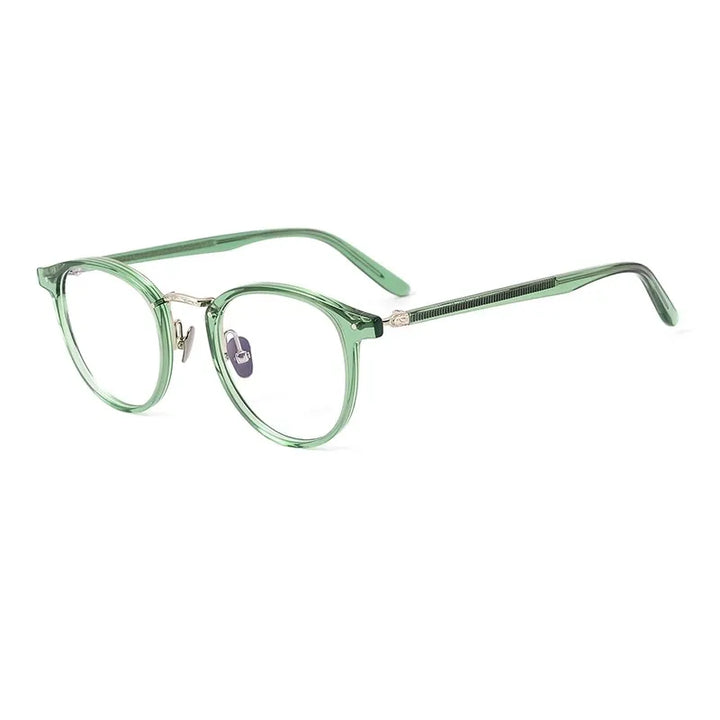 Nobler Unisex Full Rim Round Square Acetate Titanium Eyeglasses 7885 Full Rim Nobler   