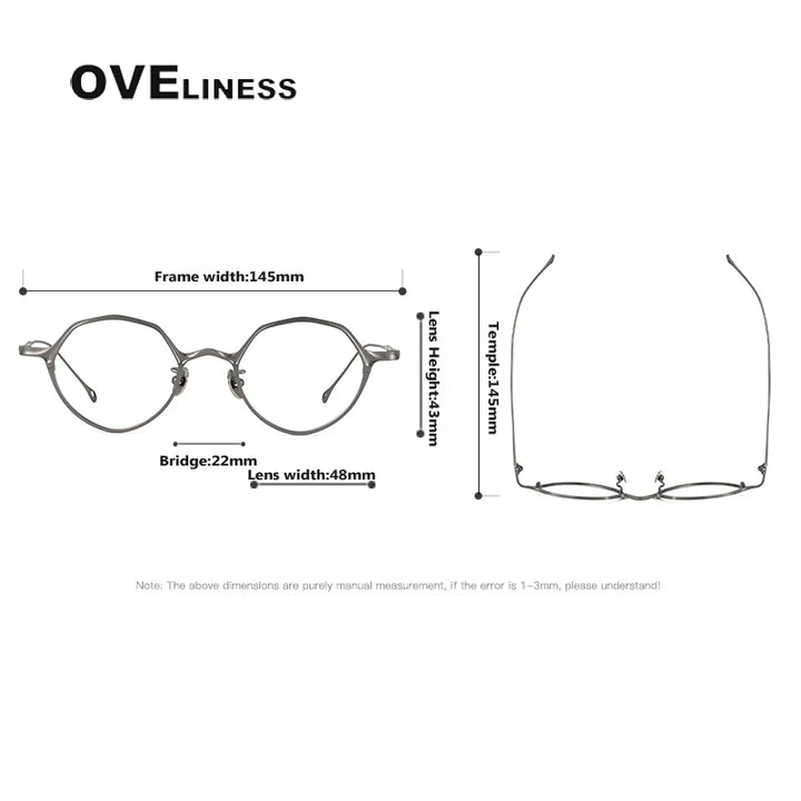 Oveliness Unisex Full Rim Irregular Round Titanium Eyeglasses 42619 Full Rim Oveliness