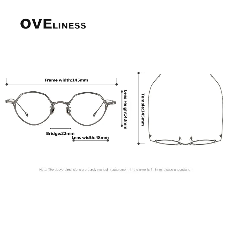 Oveliness Unisex Full Rim Irregular Round Titanium Eyeglasses 81019