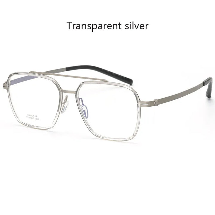 Hdcrafter Unisex Full Rim Square Double Bridge Titanium Eyeglasses 42988