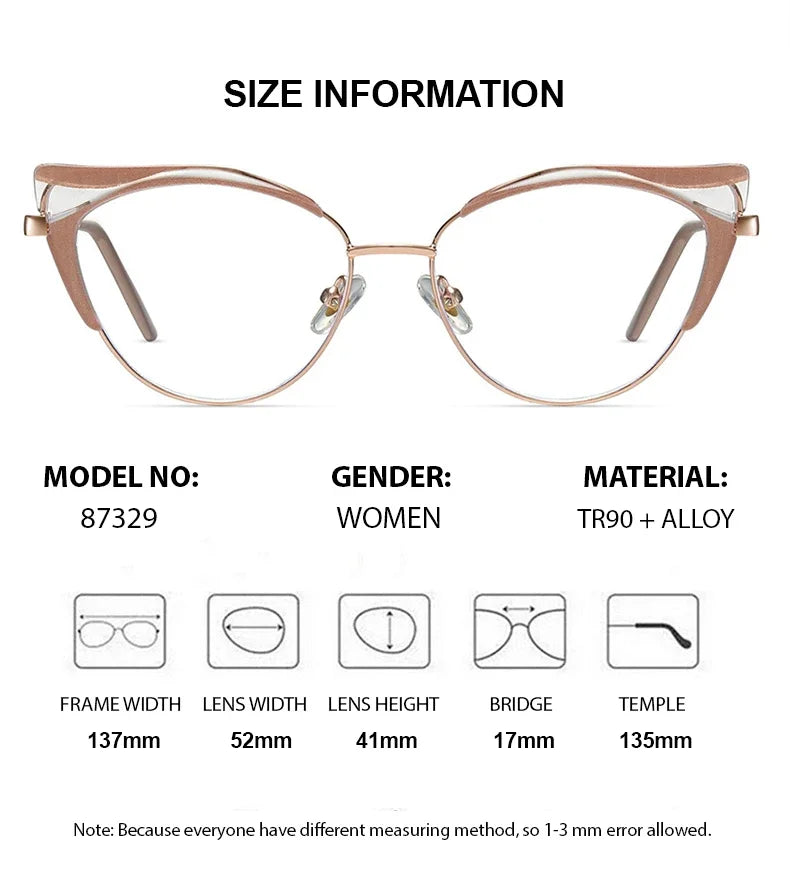 Summer Flower Women's Full Rim Cat Eye Tr 90 Titanium Eyeglasses 68732