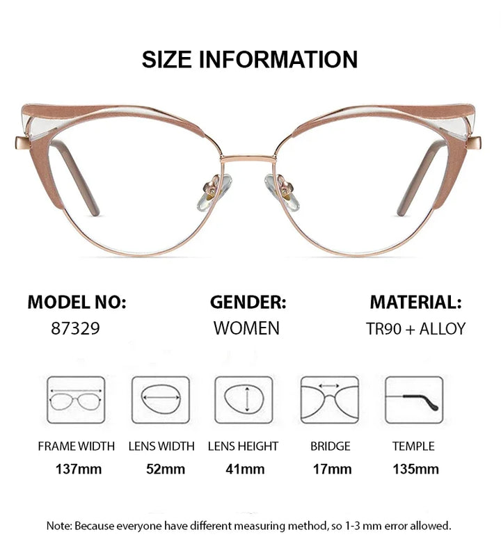 Summer Flower Women's Full Rim Cat Eye Tr 90 Titanium Eyeglasses 68732