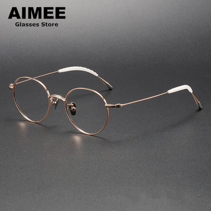 Aimee Unisex Full Rim Round Square Titanium Eyeglasses 14153 Full Rim Aimee Rose-Golden  