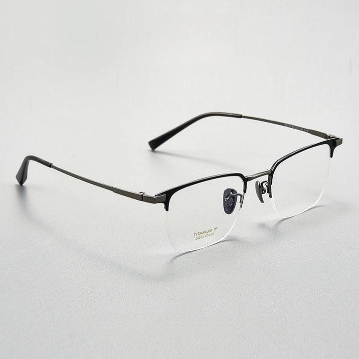 Yimaruili Unisex Semi Rim Square Titanium Eyeglasses 26014 Semi Rim Yimaruili Eyeglasses