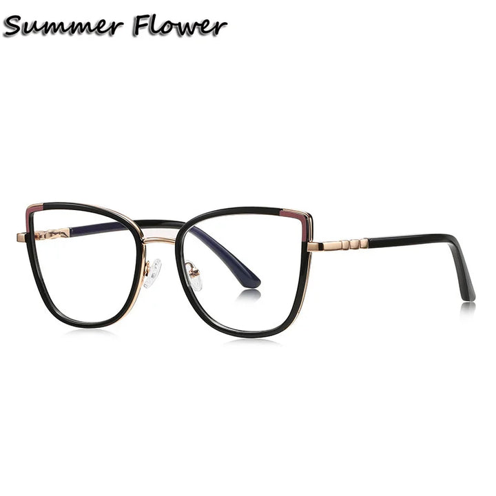 Summer Flower Women's Full Rim Cat Eye Tr 90 Titanium Eyeglasses 31314