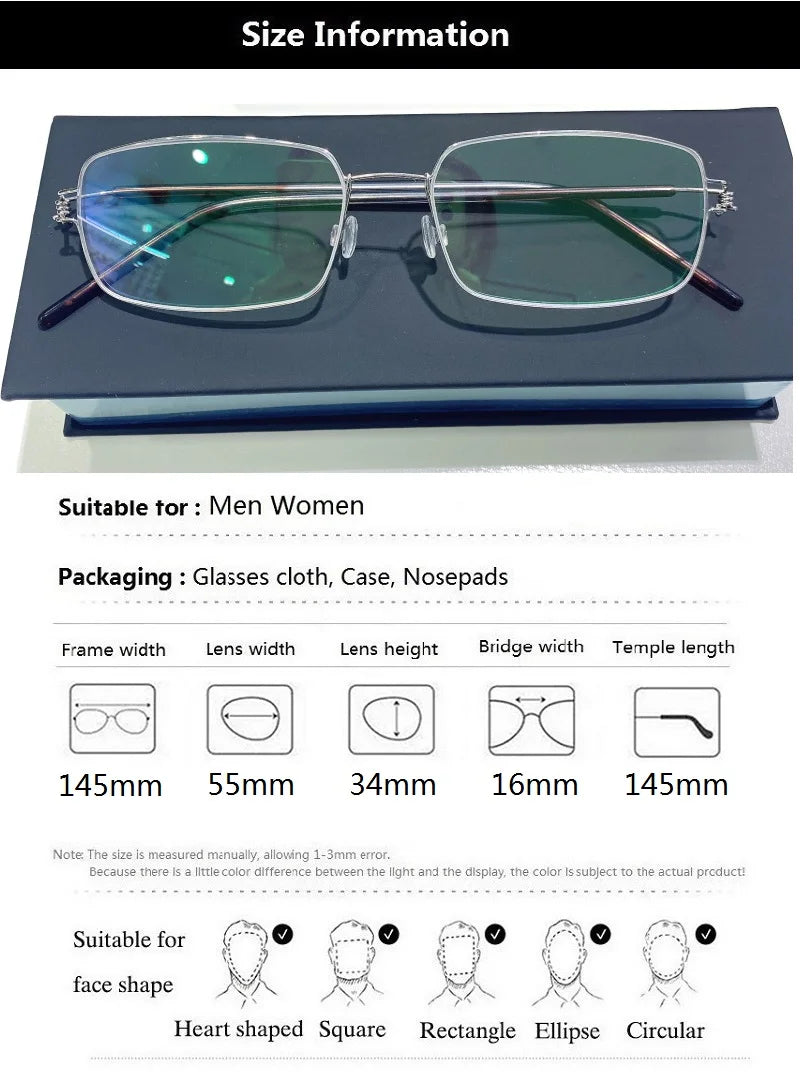 Aimee Unisex Full Rim Square Oval Screwless Titainum Eyeglasses 3416 Full Rim Aimee   