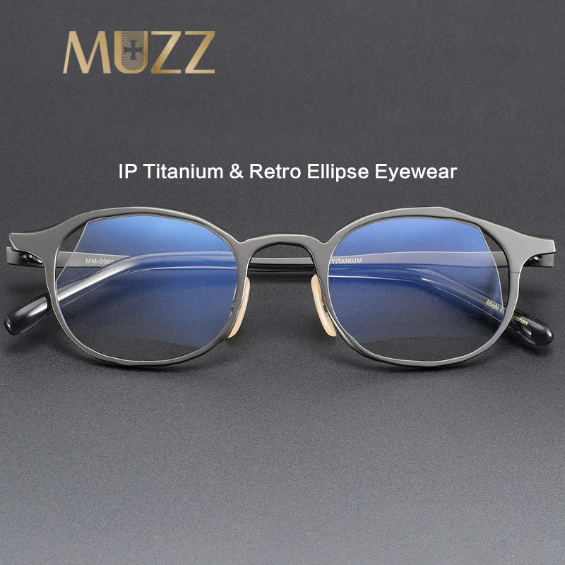 Muzz Unisex Full Rim Square Round Titanium Eyeglasses 87747