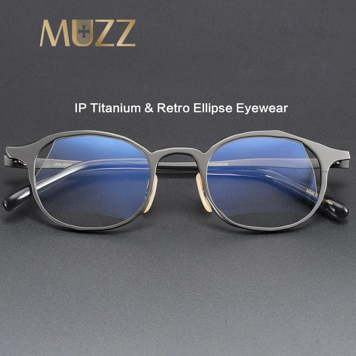Muzz Unisex Full Rim Square Round Titanium Eyeglasses 87747