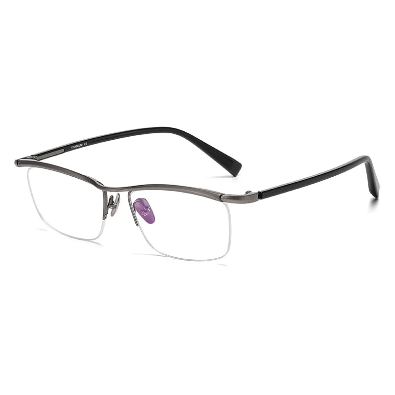Gatenac Unisex Semi Rim Square Brow Line Titanium Eyeglasses Gxyj876