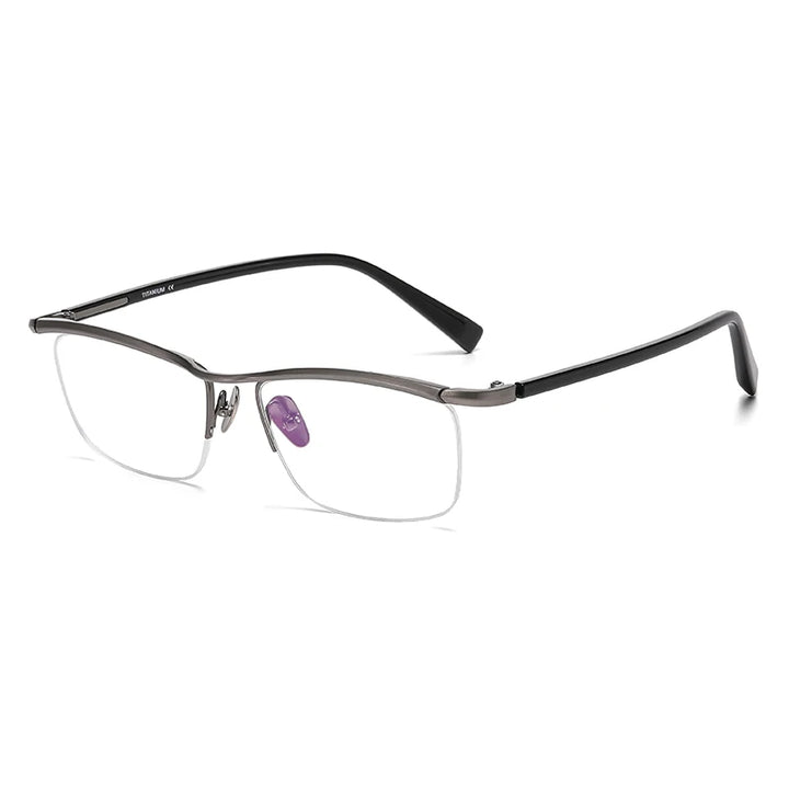 Gatenac Men's Semi Rim Square Titanium Eyeglasses 724876