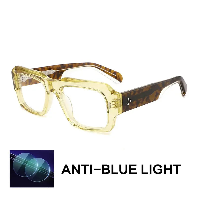 Gatenac Unisex Full Rim Big Square Acetate Reading Glasses G91019.
