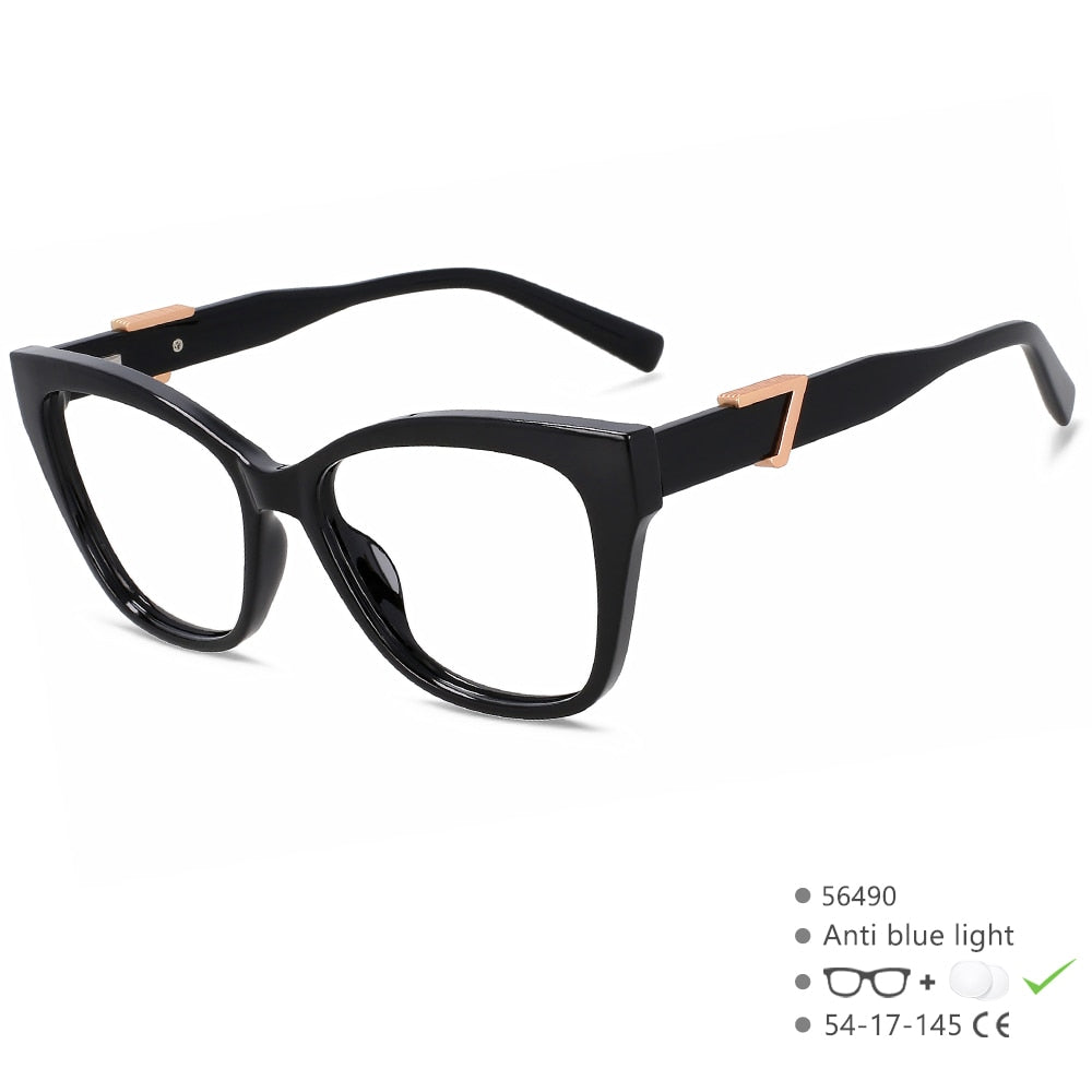 CCSpace Women's Full Rim Cat Eye Acetate Tr 90 Eyeglasses 56490 Full Rim CCspace Black  