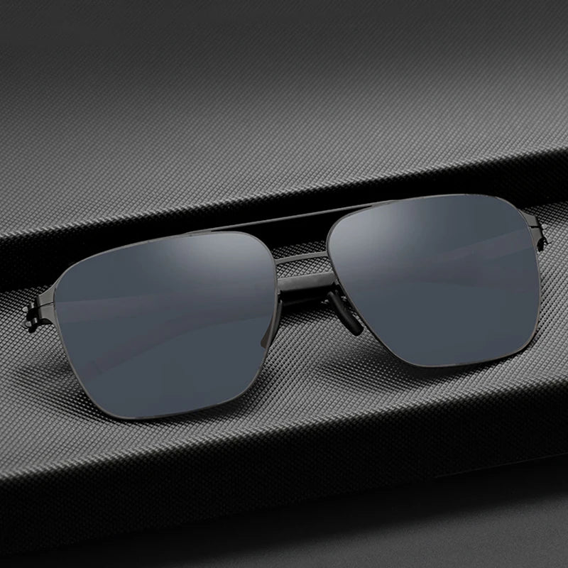 Black Mask Men's Full Rim Square Double Bridge Stainless Steel Sunglasses 491759 Full Rim Black Mask   