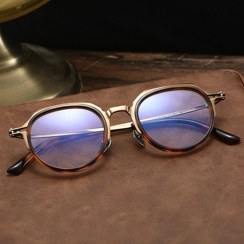 Black Mask Unisex Full Rim Round Titanium Eyeglasses BM-A5872