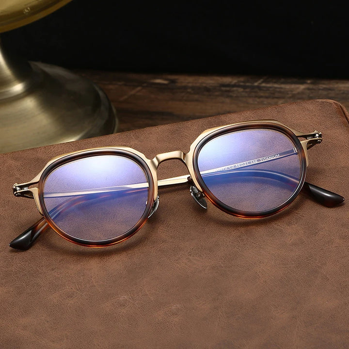 Black Mask Unisex Full Rim Round Titanium Eyeglasses BM-A5872