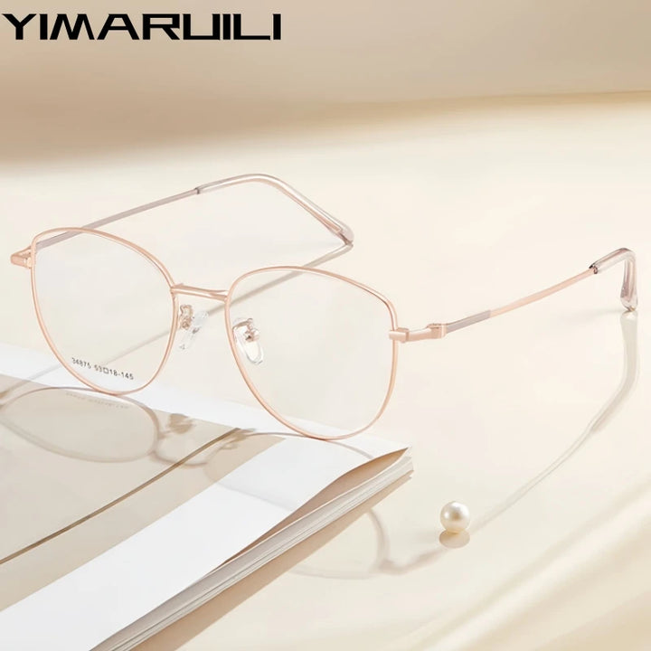 Yimaruili Women's Full Rim Oval Cat Eye Alloy Eyeglasses 34875
