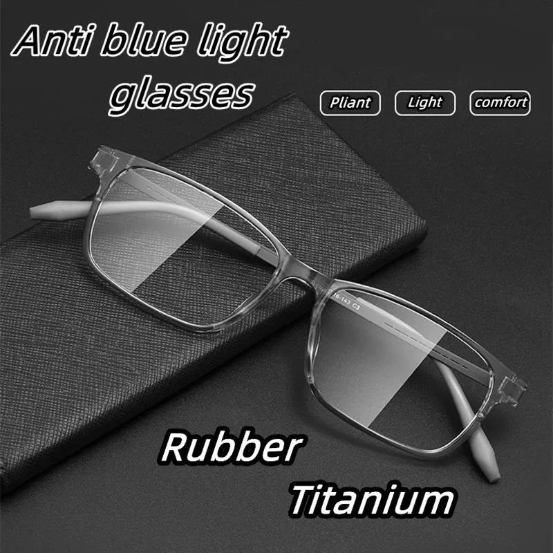 Kocolior Unisex Full Rim Square Tr 90 Titanium Hyperopic Reading Glasses 99102 Reading Glasses Kocolior   