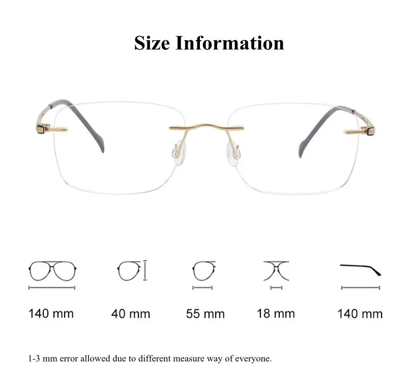 Chashma Unisex Rimless Square Titanium Eyeglasses 16065