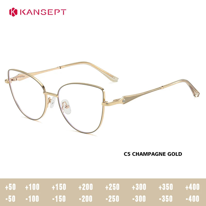 Kansept Women's Full Rim Oval Cat Eye Alloy Reading Glasses