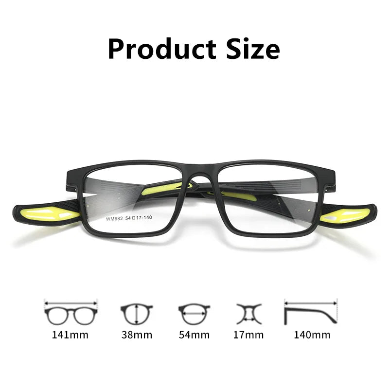 Yimaruili Unisex Full Rim Square Tr 90 Sport Eyeglasses 662682
