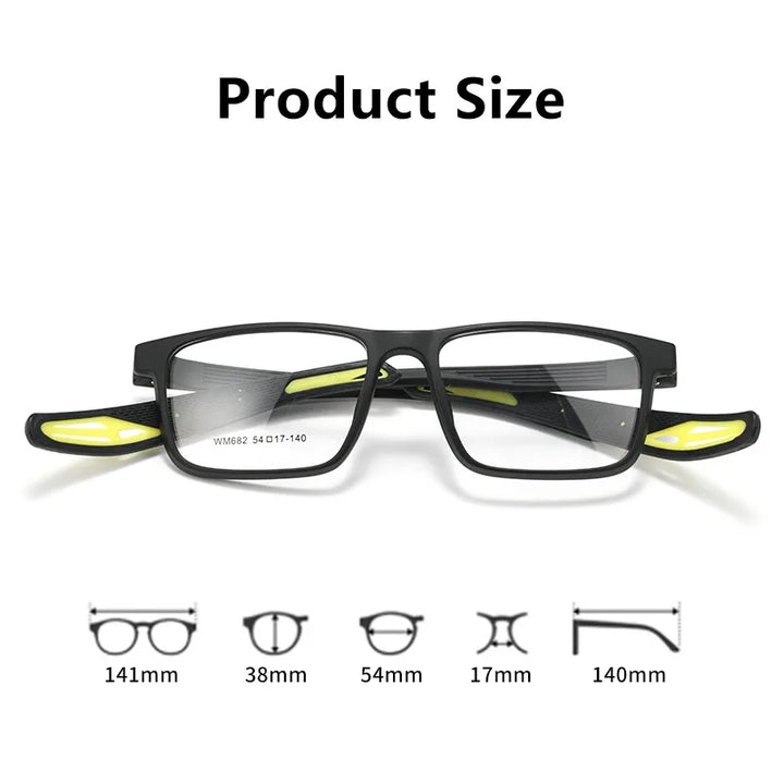Yimaruili Unisex Full Rim Square Tr 90 Sport Eyeglasses 662682