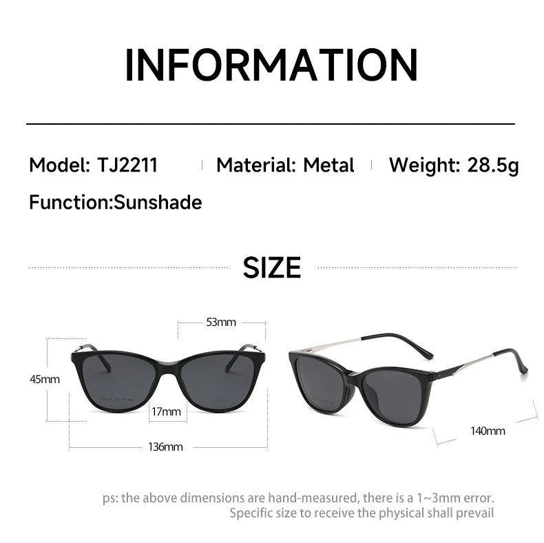 Vicky Women's Full Rim Cat Eye Tr 90 Alloy Reading Glasses Clip Sunglasses 62211
